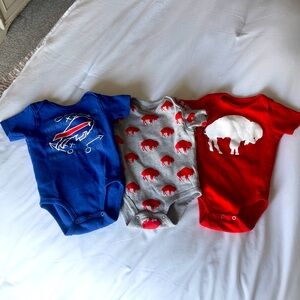Buffalo Bills NFL Baby Bodysuit Set - Blue, Gray, Red